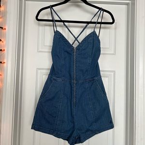 *Volcom*Blue Jean Denim Playsuit*Romper*Sexy Jumpsuit*VLV*Surf*Skate*